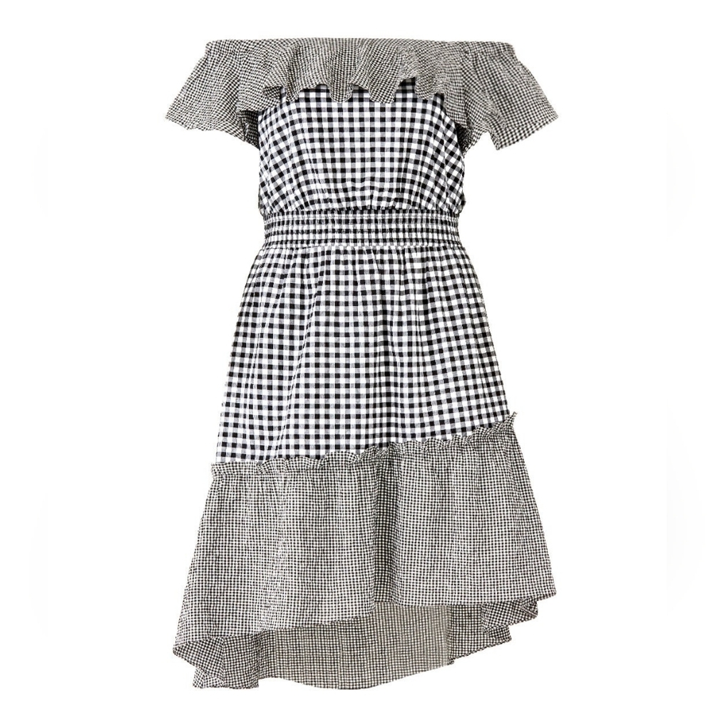 Rachel Roy Asymmetrical Midi Gingham Black And White Skirt Size XL